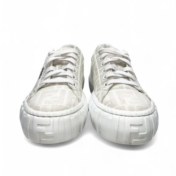 FENDI Off White Monogram FF Zucca Logo Low Top Sneakers Size EU36.5 - Picture 6 of 12